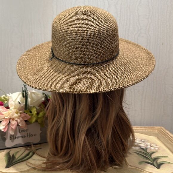 Scala Handcrafted Woven Paper Polyester Sun Hat Neutral Tan - Picture 5 of 12